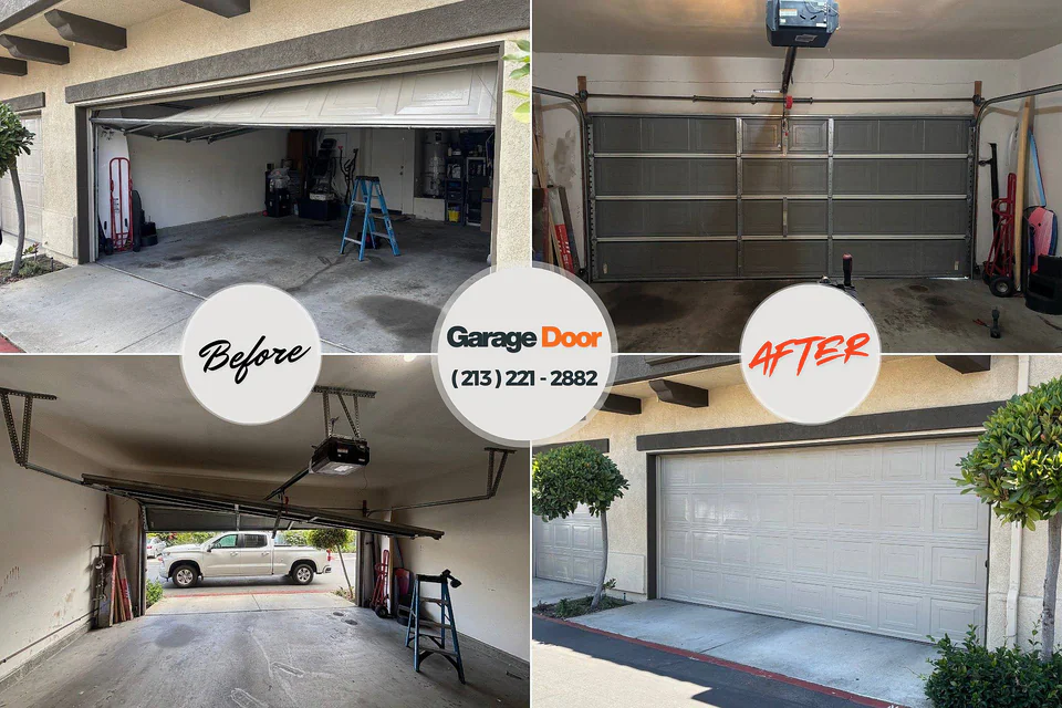 Before and after: garage door repair El Portal, FL
